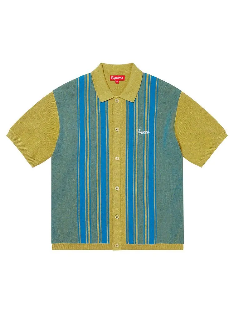 Поло Supreme Stripe Button Up Polo, Dusty Lime — изображение 1 из 1, зеленый
