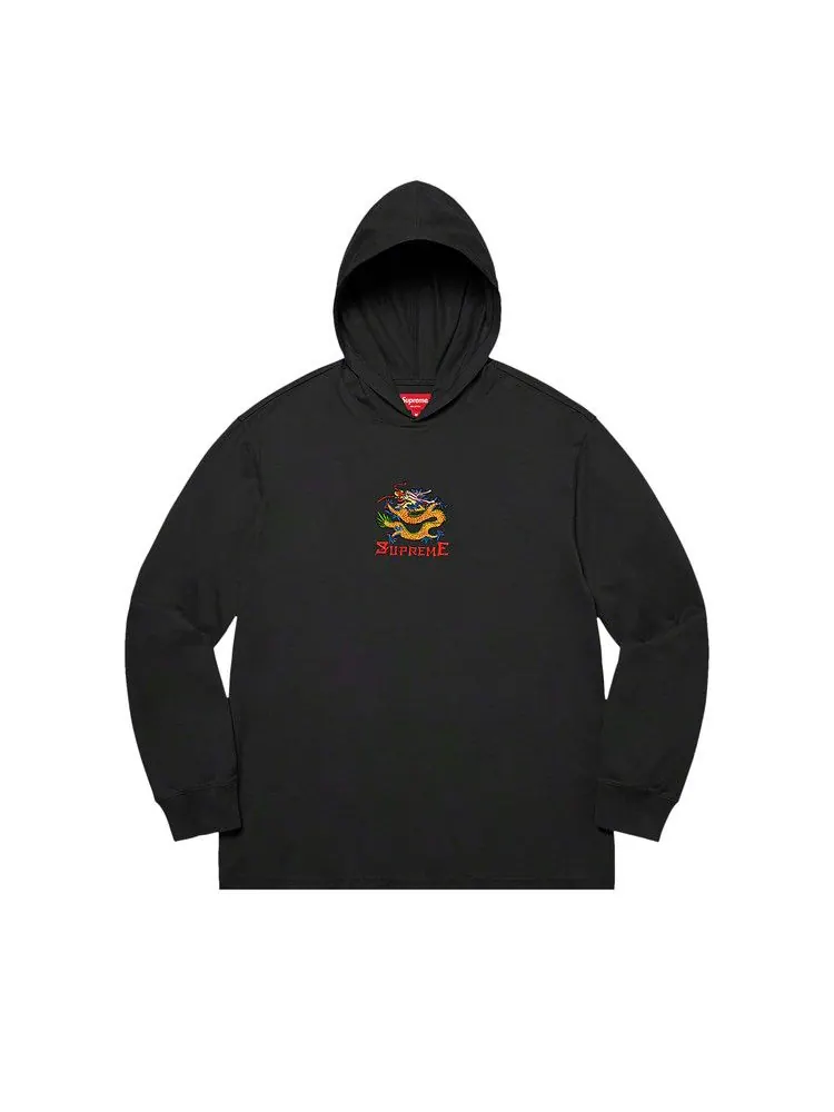 Топ Supreme Dragon Hooded Long-Sleeve Top — изображение 1 из 1, черный