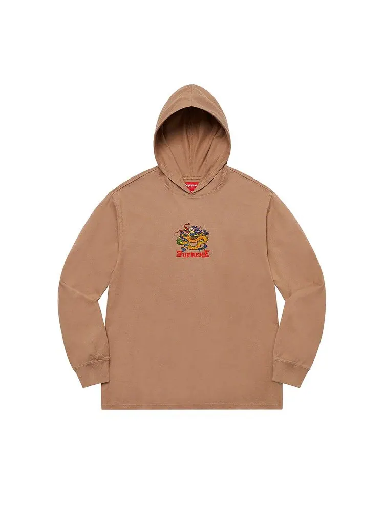 Топ Supreme Dragon Hooded Long-Sleeve Top — изображение 1 из 1, коричневый