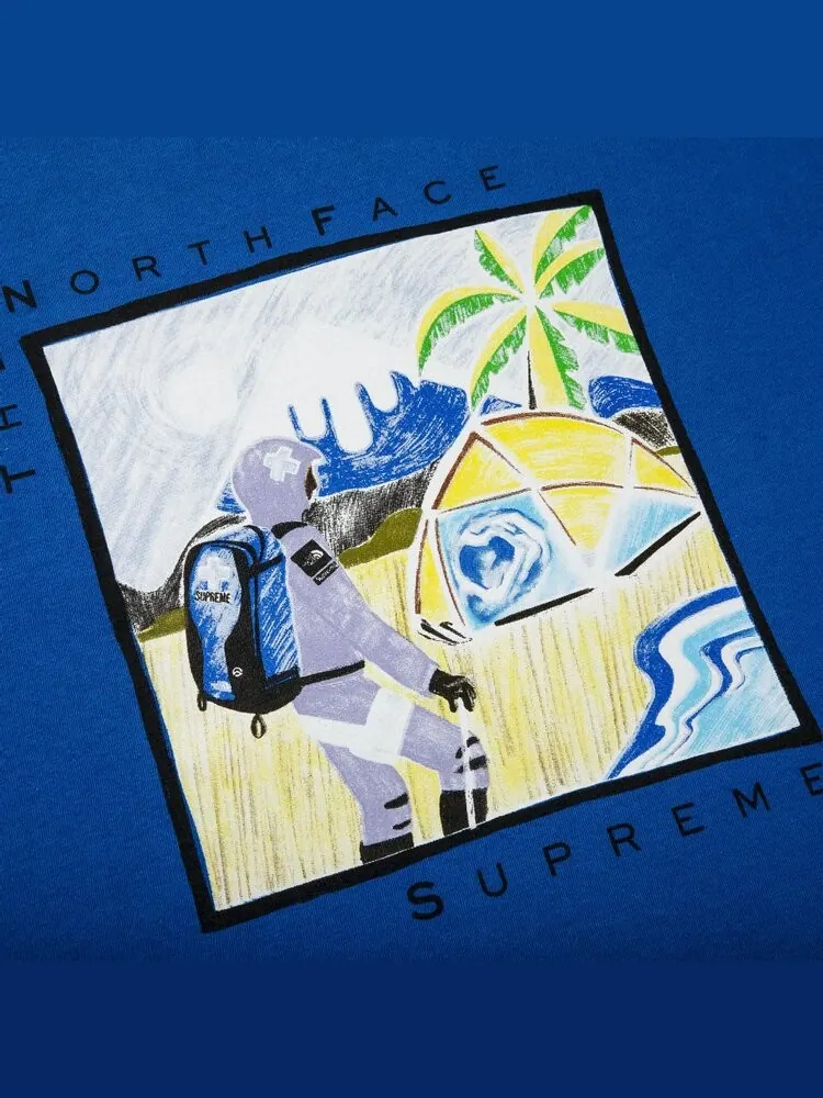 Футболка Supreme x The North Face Sketch Short-Sleeve Top 'Blue' — изображение 2 из 2, синий