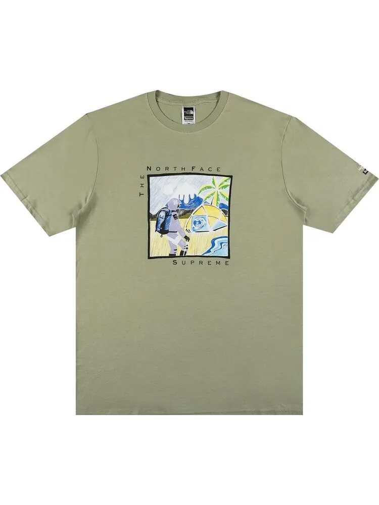 Футболка Supreme x The North Face Sketch Short-Sleeve Top 'Sage' — изображение 1 из 2, зеленый