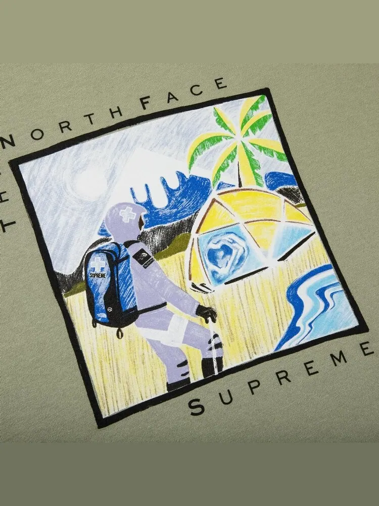 Футболка Supreme x The North Face Sketch Short-Sleeve Top 'Sage' — изображение 2 из 2, зеленый