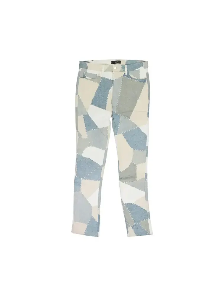 Джинсы-скинни Amiri Denim Patchwork 'Alabaster'