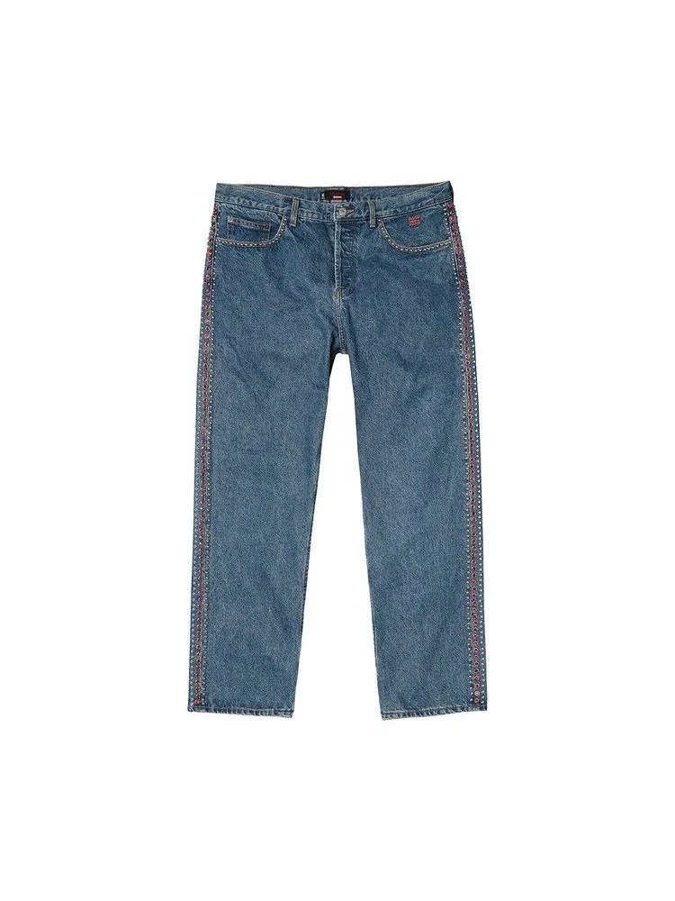 Джинсы Supreme x B.B. Simon Studded Regular Jean — изображение 1 из 3, синий