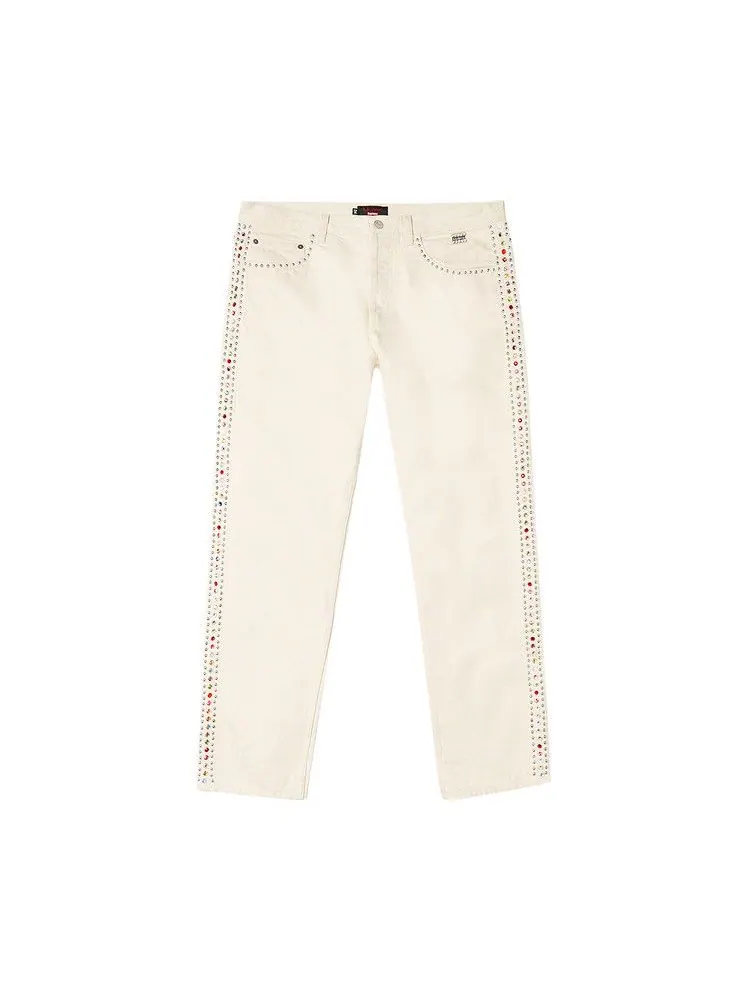 Джинсы Supreme x B.B. Simon Studded Regular Jean 'Natural' — изображение 1 из 3, бежевый