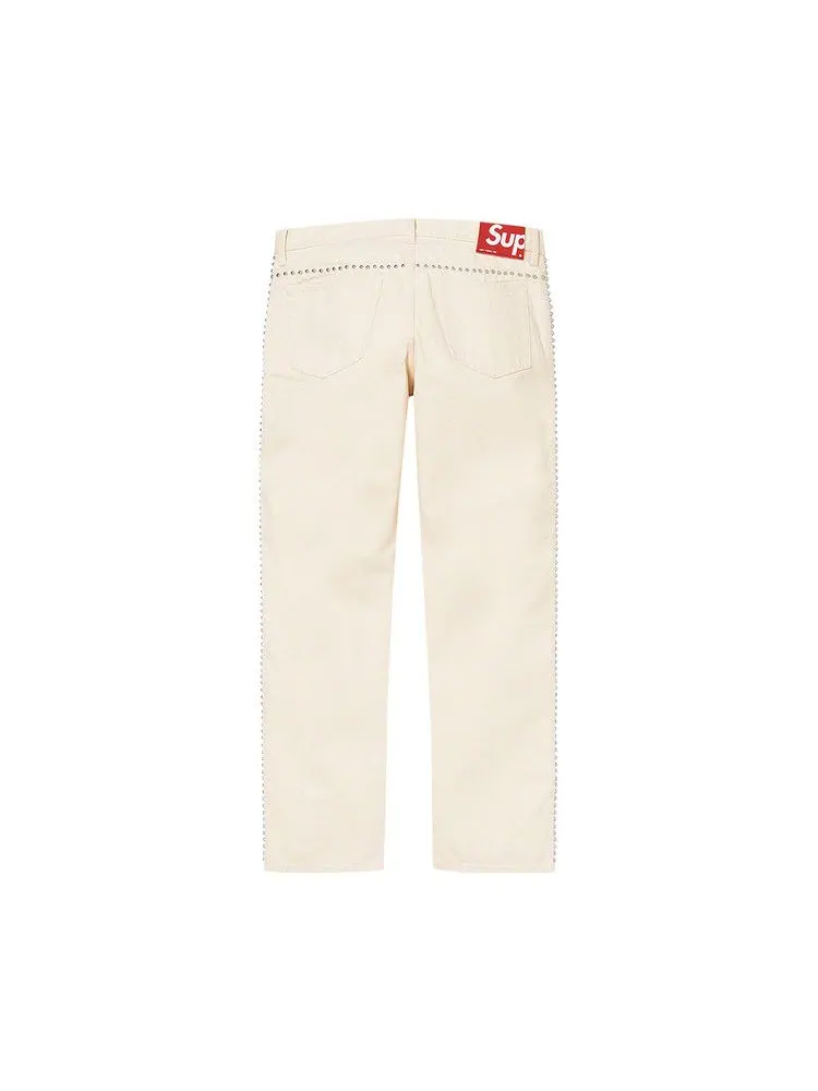 Джинсы Supreme x B.B. Simon Studded Regular Jean 'Natural' — изображение 2 из 3, бежевый