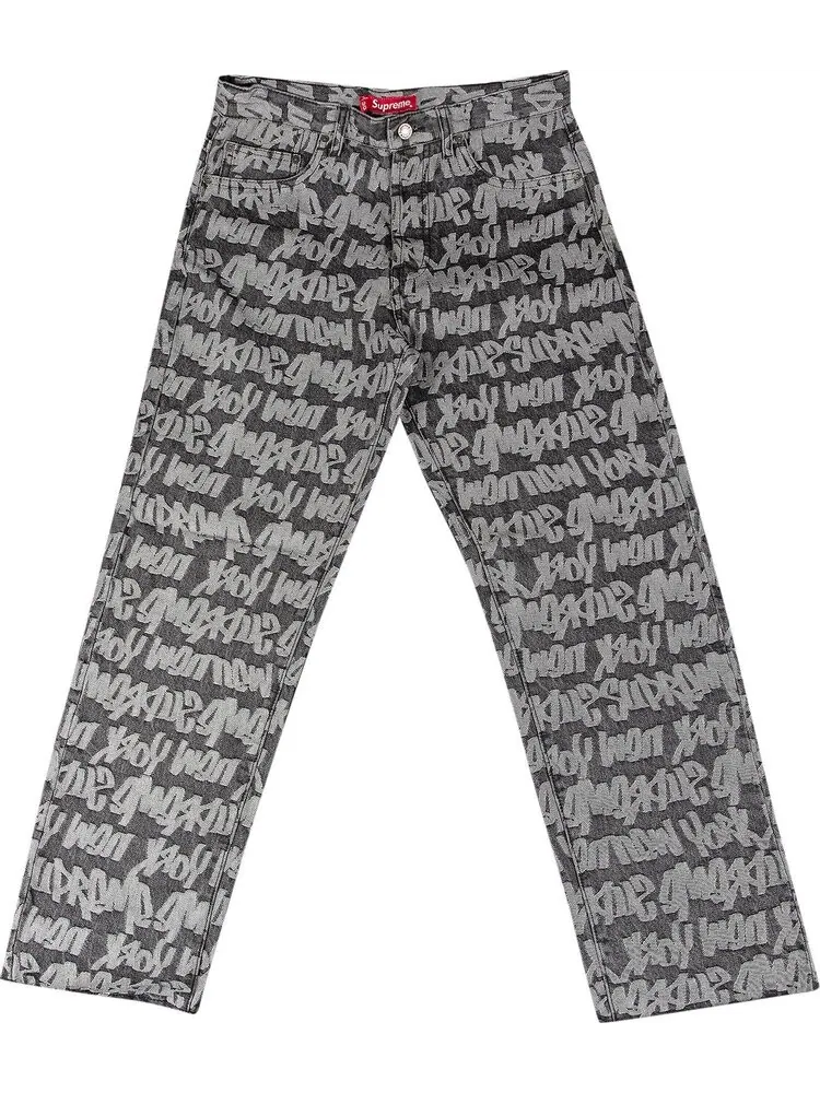 Джинсы Supreme Fat Tip Jacquard Regular Jean 'Black' — изображение 1 из 3, черный