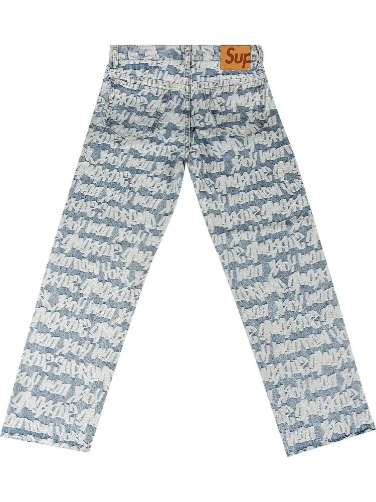 Джинсы Supreme Fat Tip Jacquard Regular Jean 'Blue' — изображение 2 из 3, синий