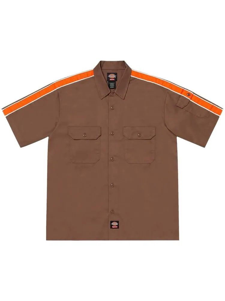 Рубашка Supreme x Dickies Stripe Short-Sleeve Work Shirt — изображение 1 из 1, коричневый