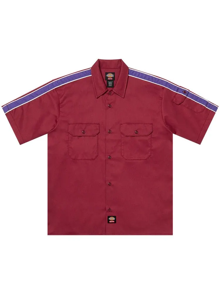 Рубашка Supreme x Dickies Stripe Short-Sleeve Work Shirt — изображение 1 из 1, коричневый