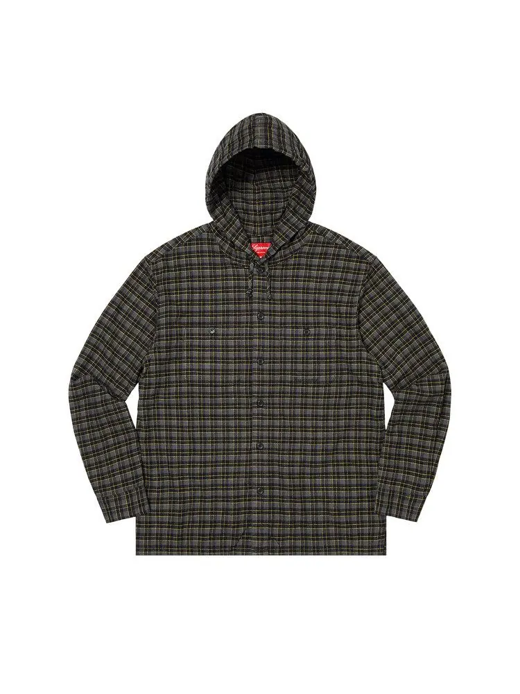 Рубашка Supreme Mini Plaid Hooded Shirt — изображение 1 из 1, черный