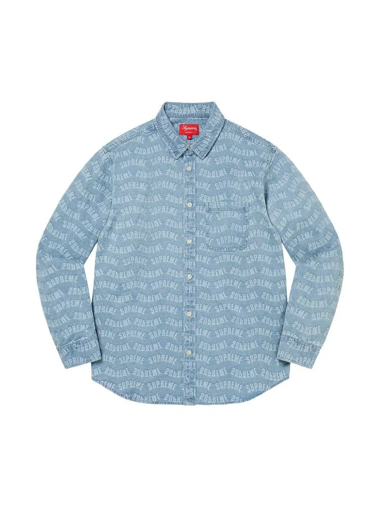 Рубашка Supreme Arc Jacquard Denim Shirt — изображение 1 из 1, синий