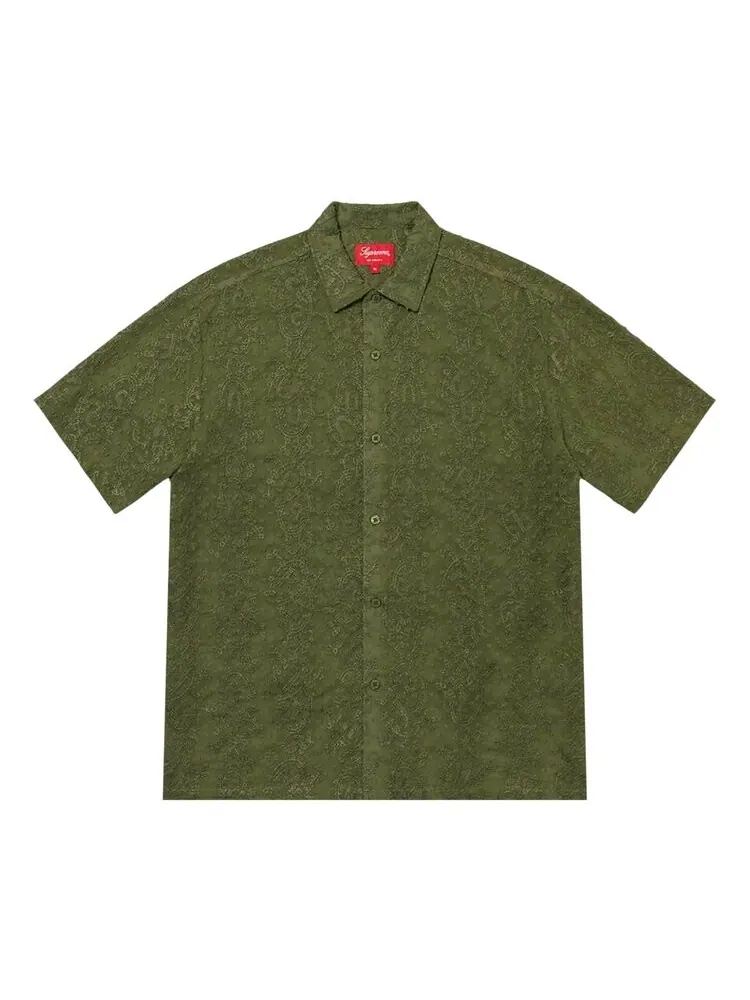 Рубашка Supreme Chainstitch Chiffon Short-Sleeve Shirt — изображение 1 из 1, зеленый