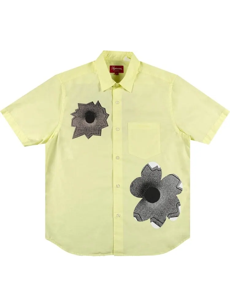 Рубашка Supreme x Nate Lowman Short-Sleeve Shirt 'Pale Yellow' — изображение 1 из 3, желтый