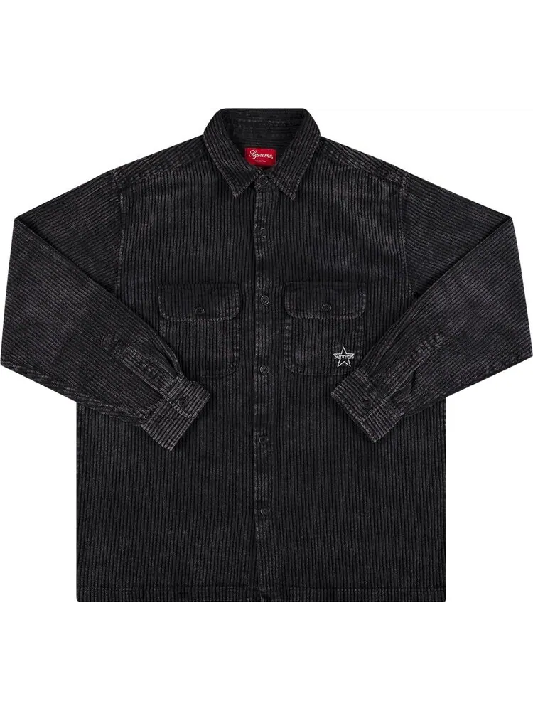 Рубашка Supreme Corduroy Shirt 'Black' — изображение 1 из 2, черный