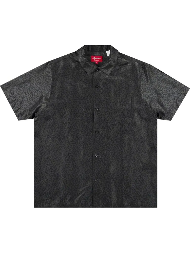 Рубашка Supreme Leopard Silk Short-Sleeve Shirt 'Charcoal' — изображение 1 из 2, серый