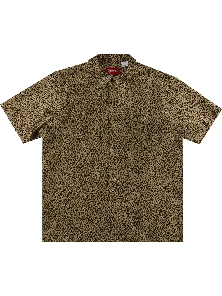 Рубашка Supreme Leopard Silk Short-Sleeve Shirt 'Tan' — изображение 1 из 2, загар