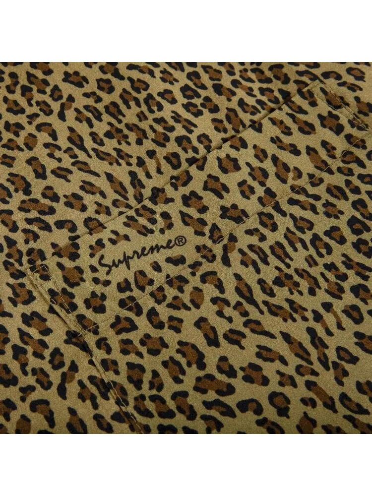 Рубашка Supreme Leopard Silk Short-Sleeve Shirt 'Tan' — изображение 2 из 2, загар