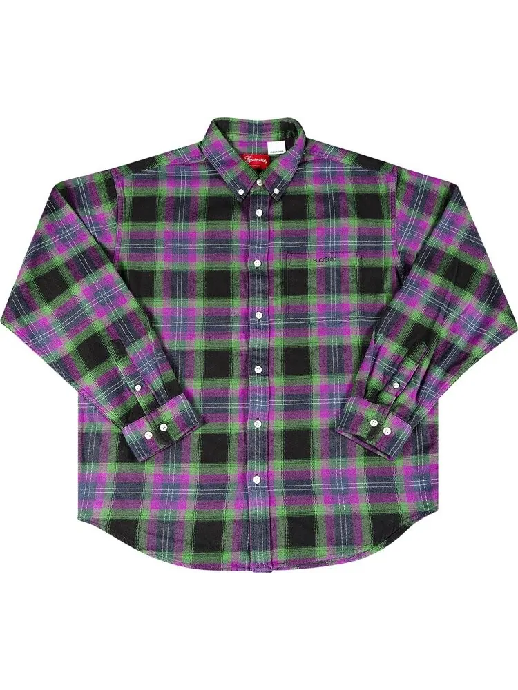Рубашка Supreme Brushed Plaid Flannel Shirt 'Black' — изображение 1 из 2, черный