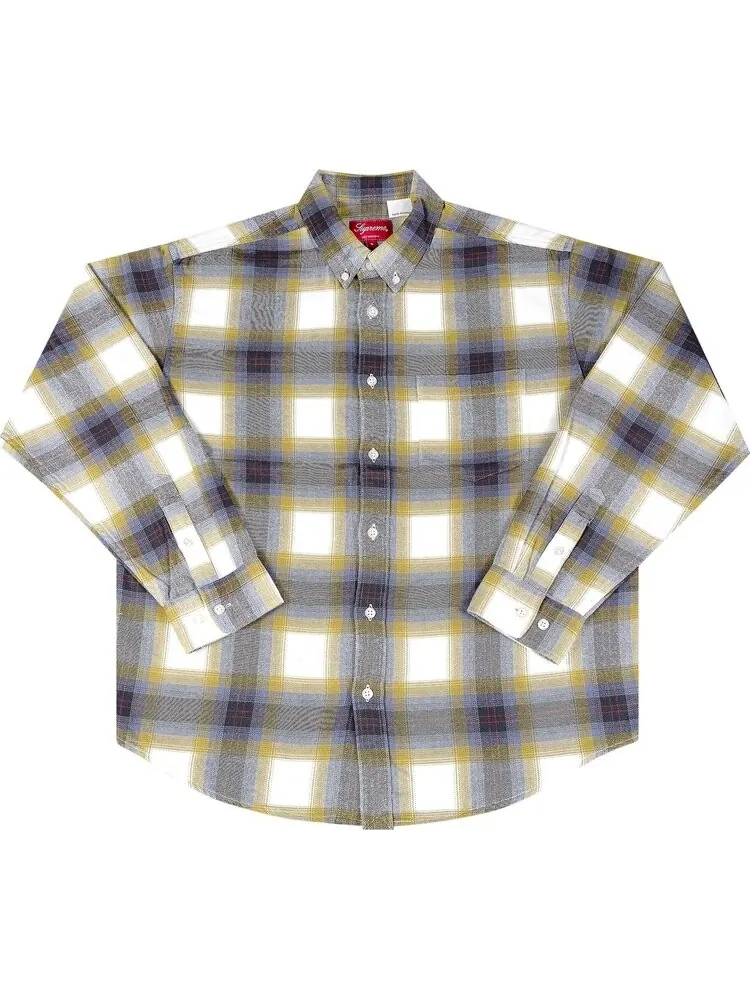 Рубашка Supreme Brushed Plaid Flannel Shirt 'Natural' — изображение 1 из 2, загар