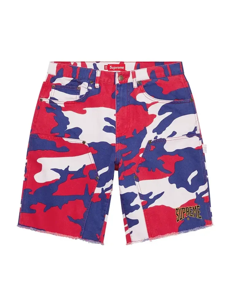 Шорты Supreme Cutoff Double Knee Denim Painter Short 'Red Camo' — изображение 1 из 2, красный