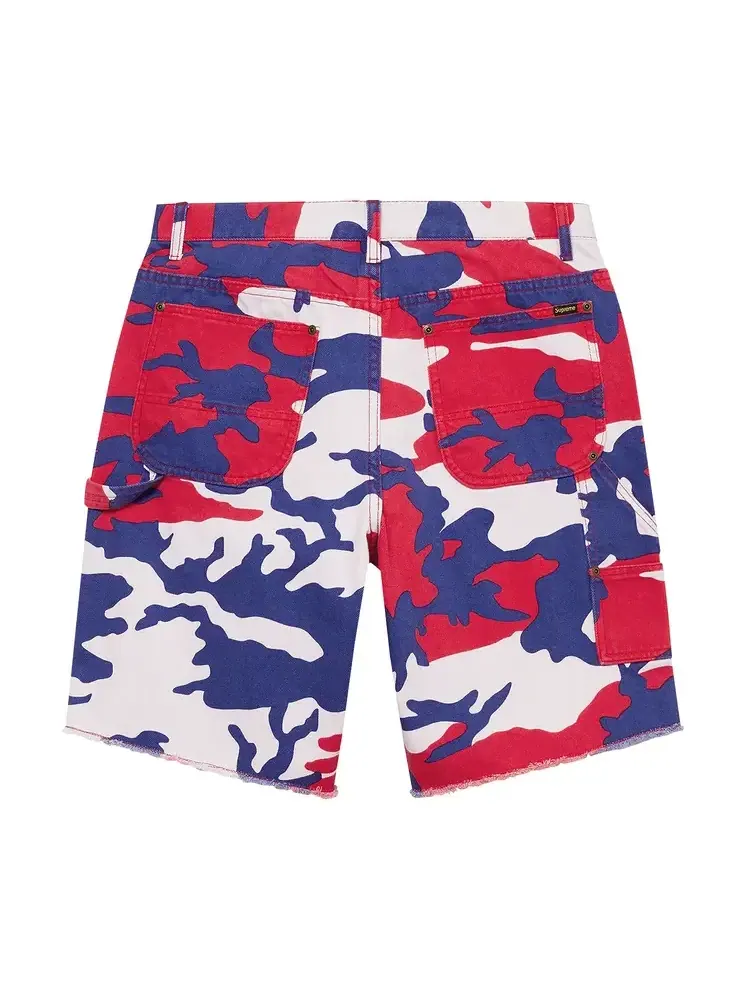 Шорты Supreme Cutoff Double Knee Denim Painter Short 'Red Camo' — изображение 2 из 2, красный