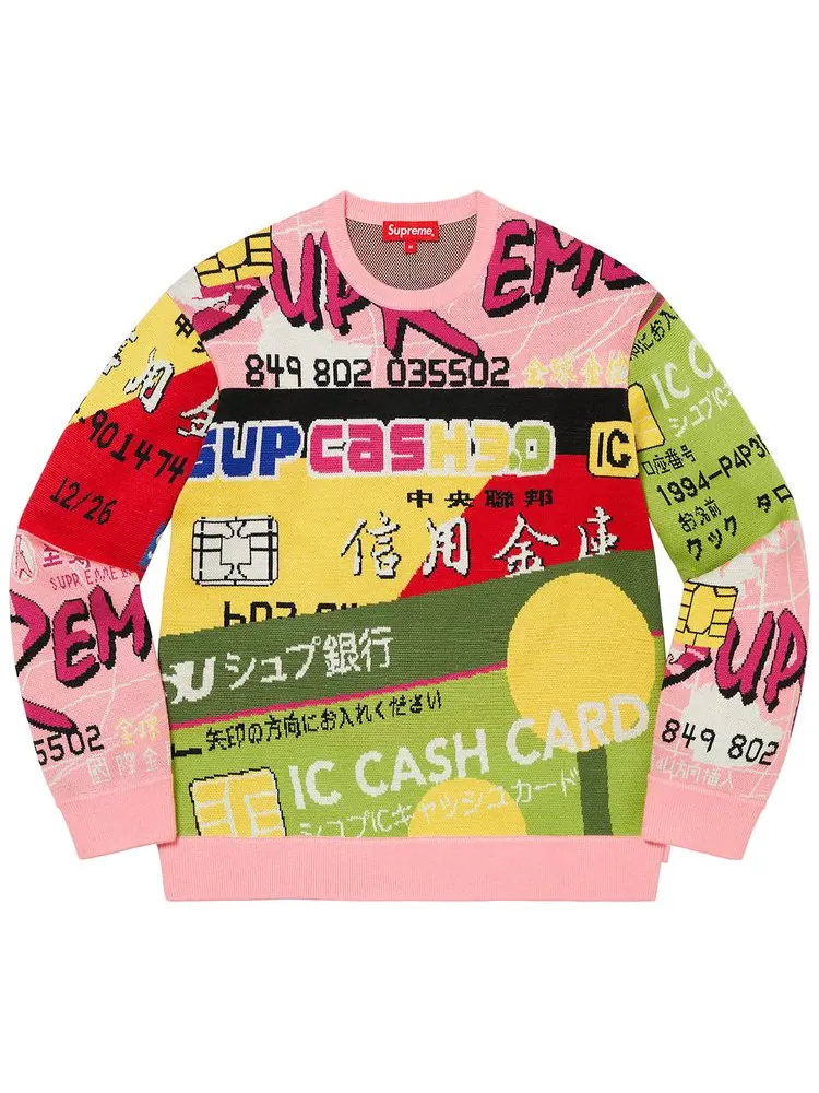 Свитер Supreme Credit Cards Sweater 'Pink' — изображение 1 из 1, розовый