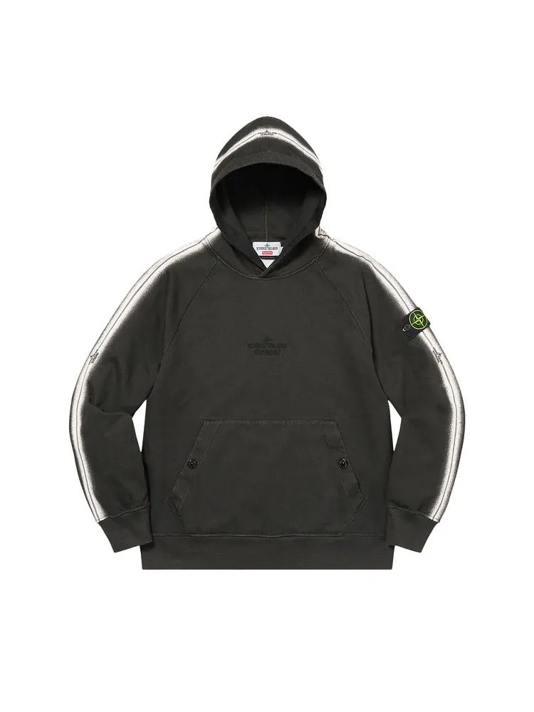 Толстовка Supreme x Stone Island Stripe Hooded Sweatshirt — изображение 1 из 1, черный