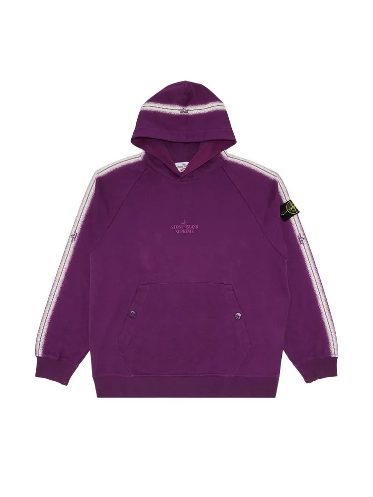 Толстовка Supreme x Stone Island Stripe Hooded Sweatshirt — изображение 1 из 3, фиолетовый