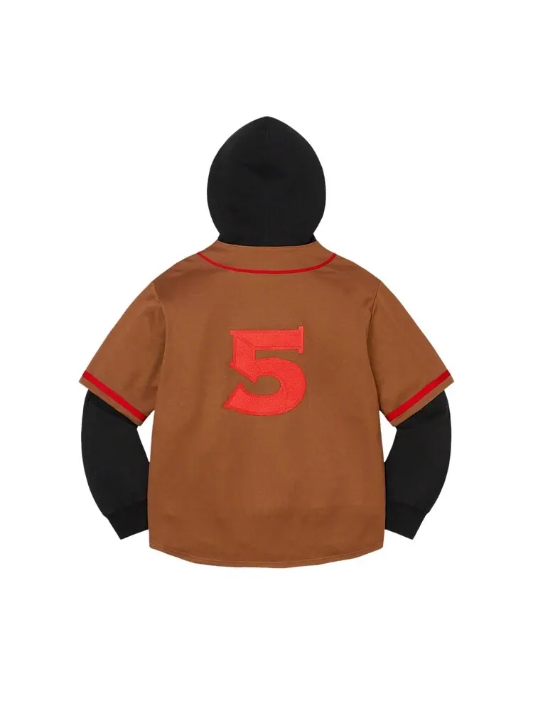 Толстовка Supreme Baseball Jersey Hooded Sweatshirt — изображение 2 из 2, коричневый