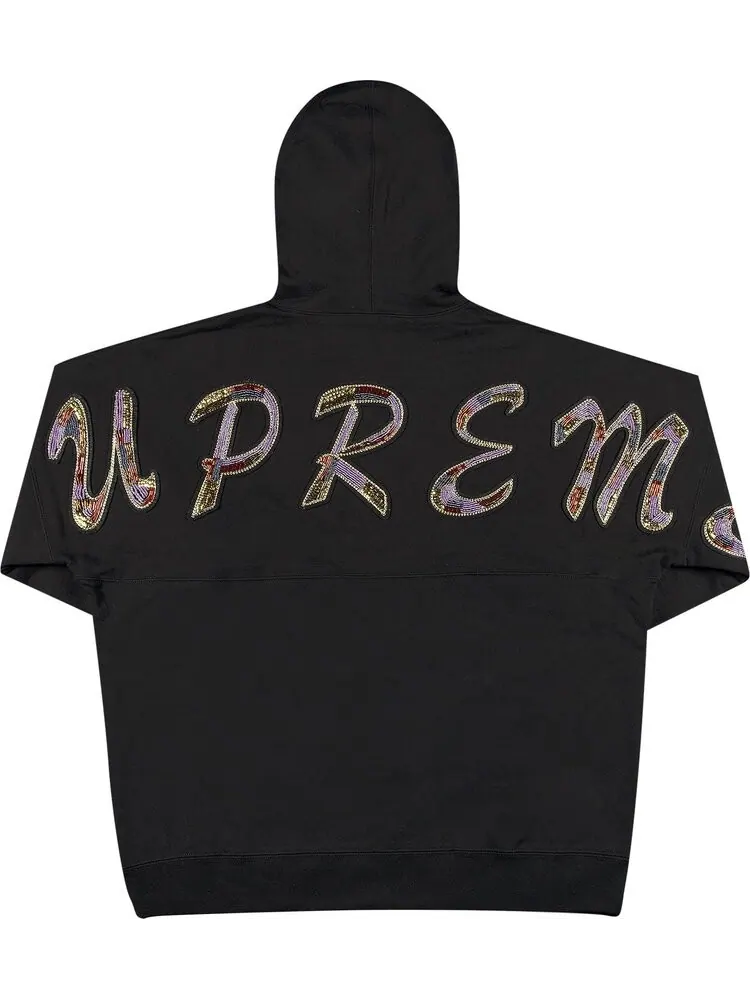 Толстовка Supreme Beaded Hooded Sweatshirt 'Black' — изображение 2 из 3, черный