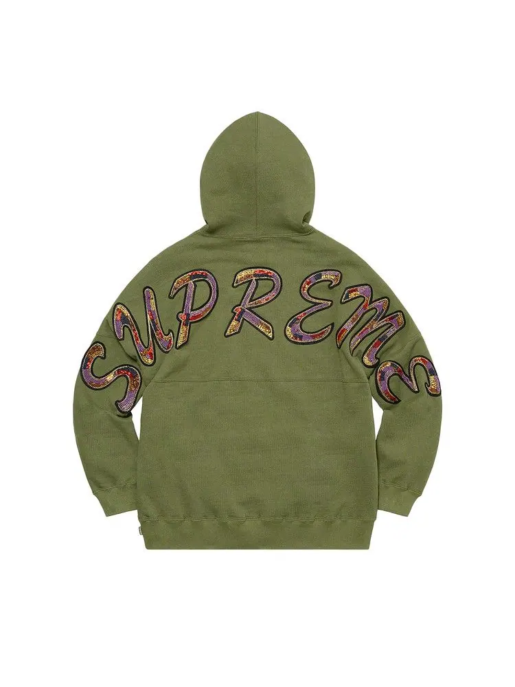 Толстовка Supreme Beaded Hooded Sweatshirt — изображение 2 из 2, оливковый