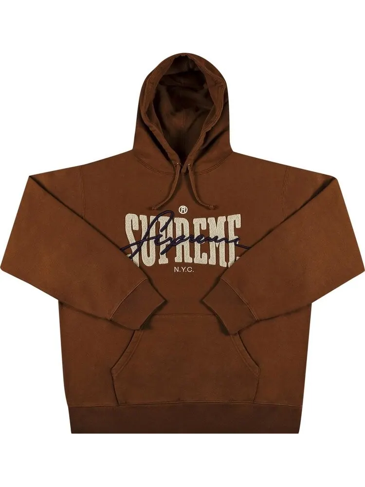 Толстовка Supreme Embroidered Chenille Hooded Sweatshirt 'Brown' — изображение 1 из 2, коричневый