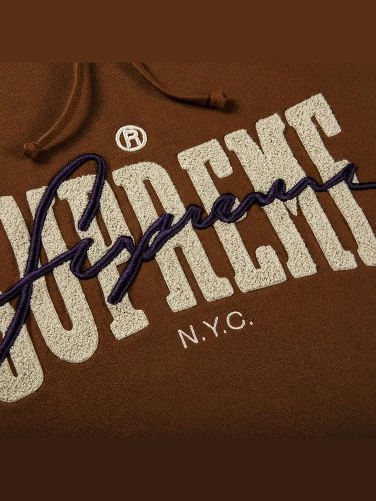 Толстовка Supreme Embroidered Chenille Hooded Sweatshirt 'Brown' — изображение 2 из 2, коричневый