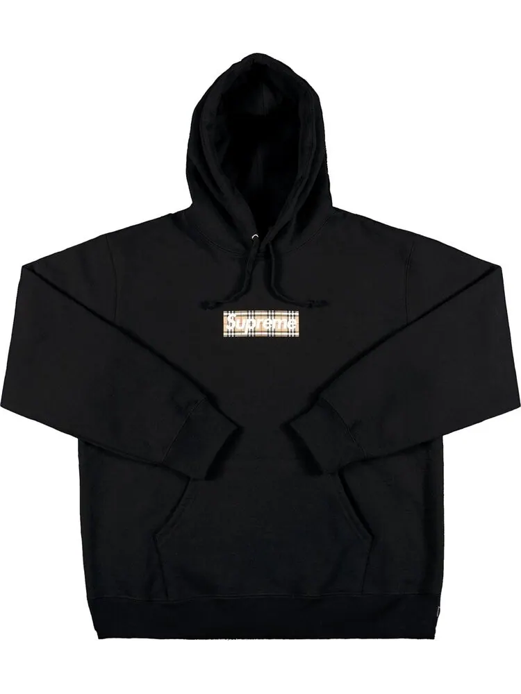 Толстовка Supreme x Burberry Box Logo Hooded Sweatshirt 'Black' — изображение 1 из 2, черный