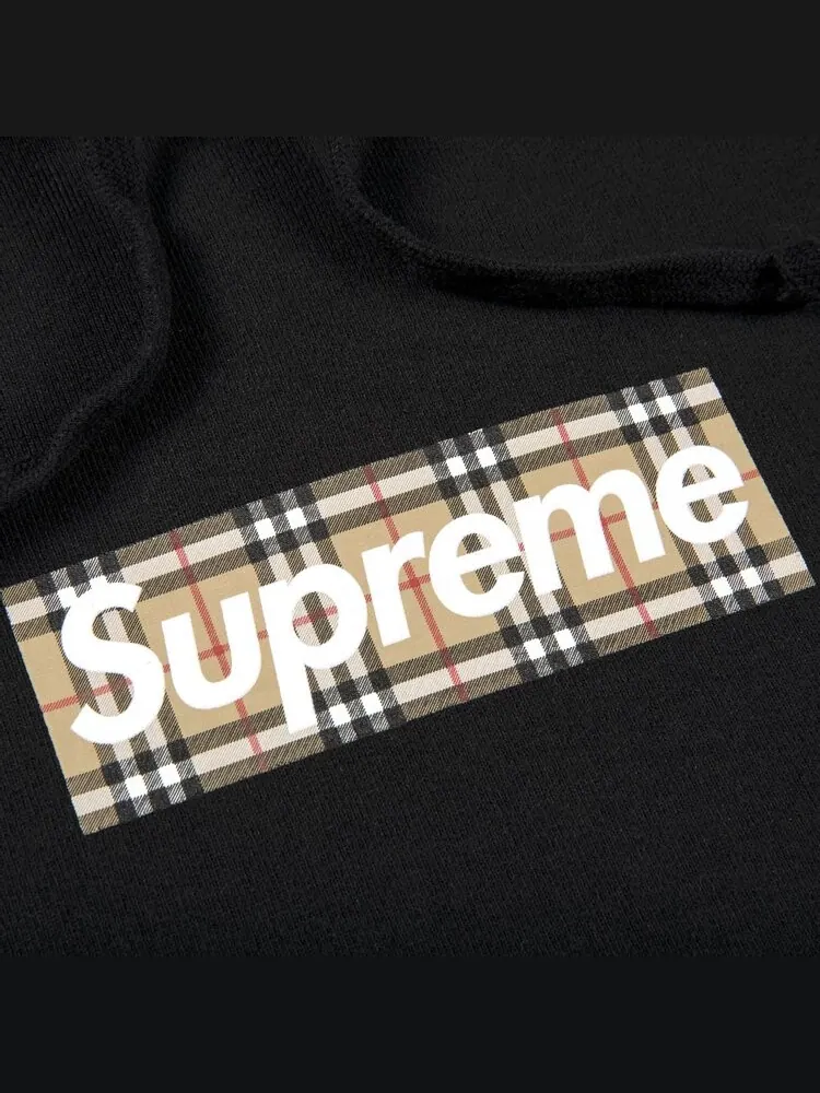 Толстовка Supreme x Burberry Box Logo Hooded Sweatshirt 'Black' — изображение 2 из 2, черный