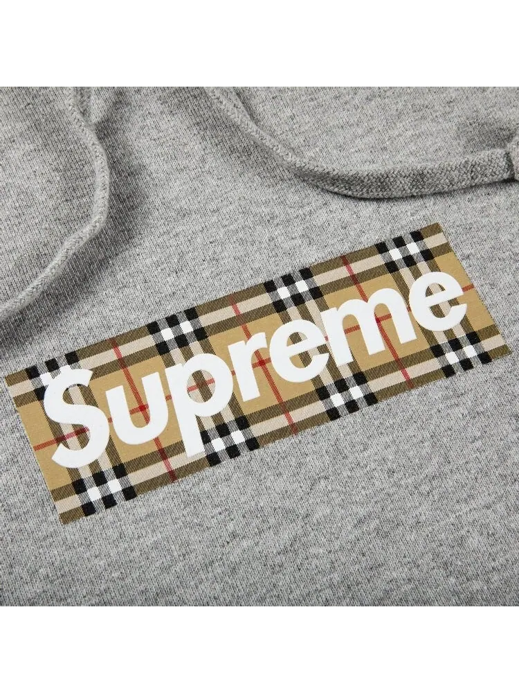Толстовка Supreme x Burberry Box Logo Heather Grey — изображение 2 из 2, серый