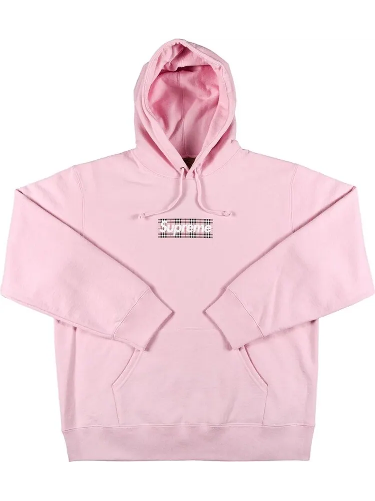 Толстовка Supreme x Burberry Box Logo Hooded Sweatshirt 'Light Pink' — изображение 1 из 2, розовый