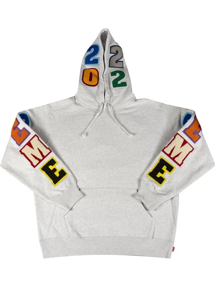 Толстовка Supreme Team Chenille Hooded Sweatshirt 'Ash Grey' — изображение 1 из 3, серый