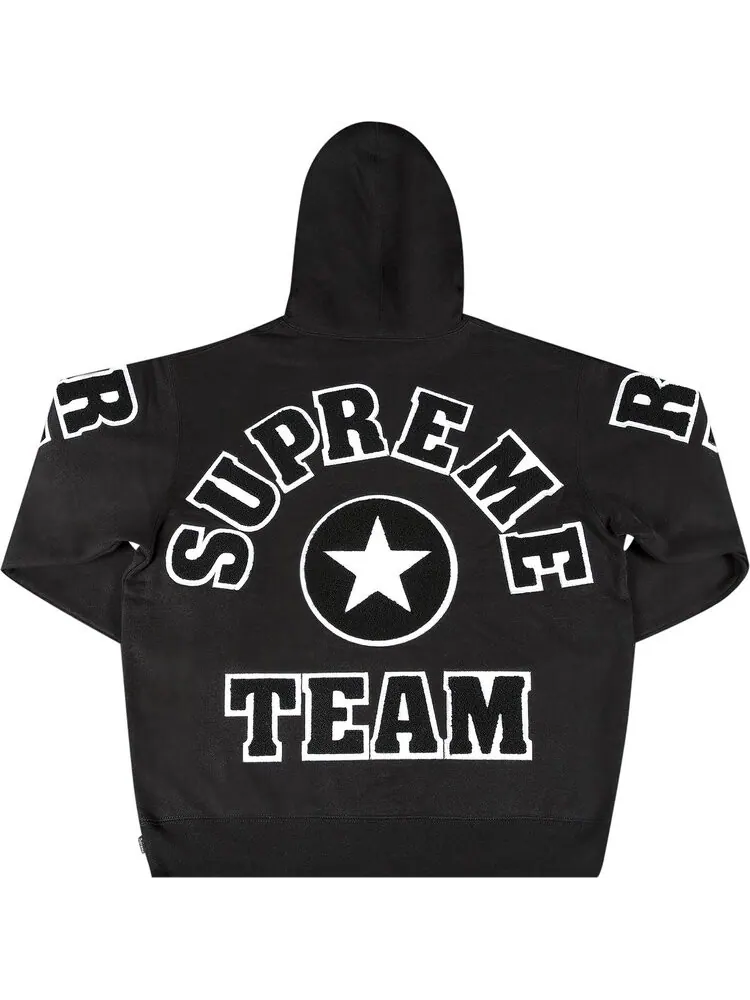 Толстовка Supreme Team Chenille Hooded Sweatshirt 'Black' — изображение 2 из 3, черный
