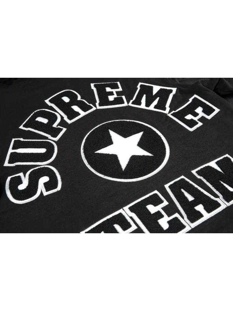 Толстовка Supreme Team Chenille Hooded Sweatshirt 'Black' — изображение 3 из 3, черный