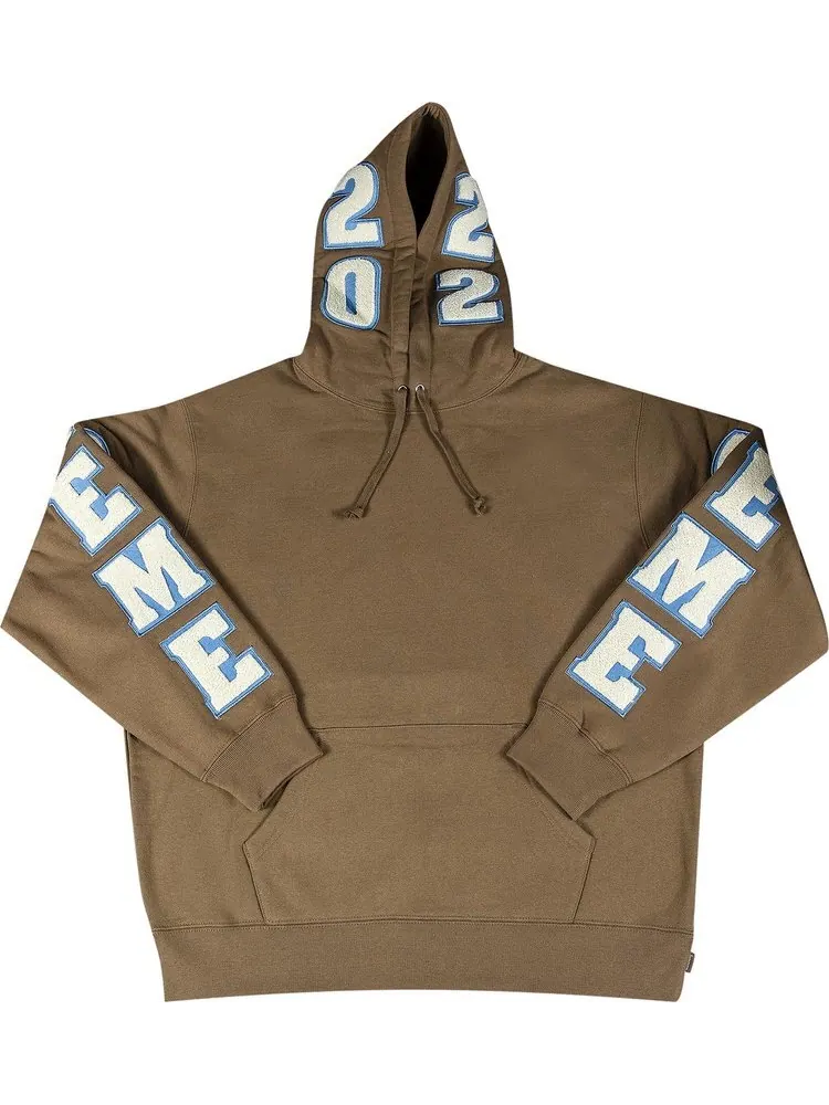 Толстовка Supreme Team Chenille Hooded Sweatshirt 'Olive Brown' — изображение 1 из 3, коричневый