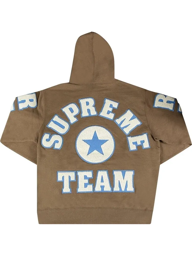 Толстовка Supreme Team Chenille Hooded Sweatshirt 'Olive Brown' — изображение 2 из 3, коричневый