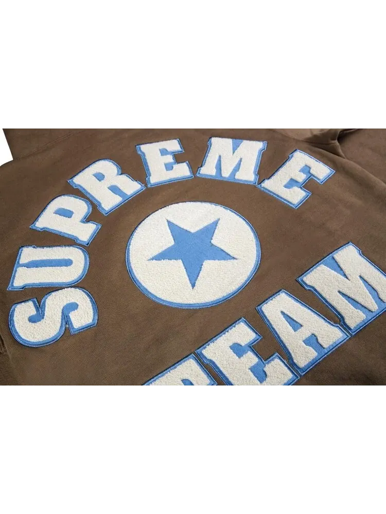 Толстовка Supreme Team Chenille Hooded Sweatshirt 'Olive Brown' — изображение 3 из 3, коричневый