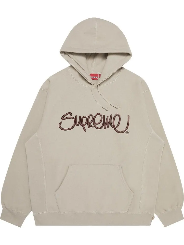 Толстовка Supreme Raised Handstyle Hooded Sweatshirt 'Dark Taupe' — изображение 1 из 3, загар