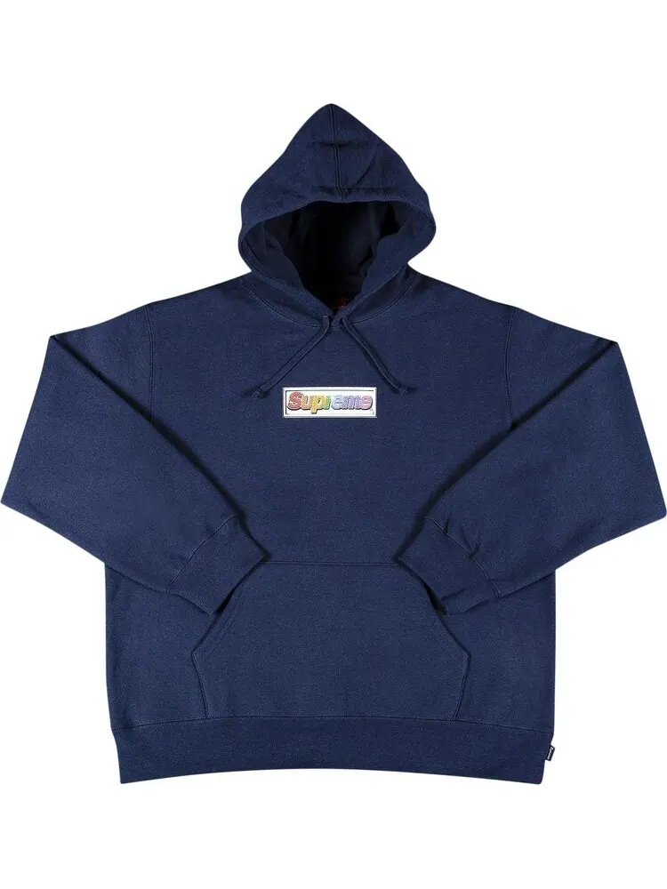 Толстовка Supreme Bling Box Logo Hooded Sweatshirt 'Navy' — изображение 1 из 2, синий