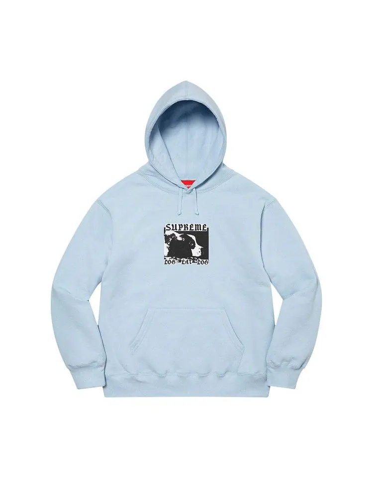 Толстовка Supreme Dog Eat Dog Hooded Sweatshirt — изображение 1 из 1, светлый синий
