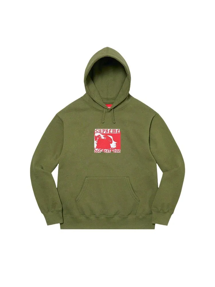 Толстовка Supreme Dog Eat Dog Hooded Sweatshirt — изображение 1 из 1, оливковый