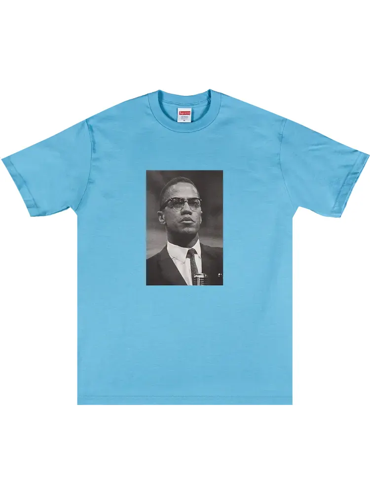 Футболка Supreme Malcolm X Tee 'Light Slate' — изображение 1 из 1, синий