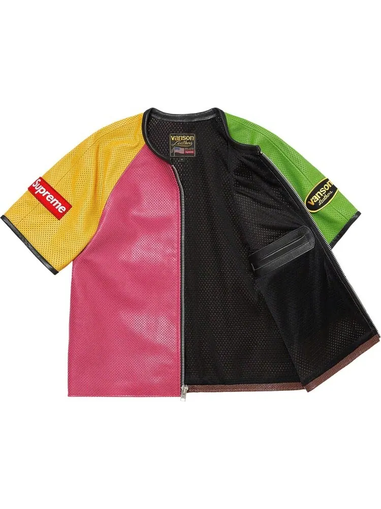 Куртка Supreme x Vanson Leathers Short-Sleeve Racing 'Multicolor' — изображение 1 из 2, мульти